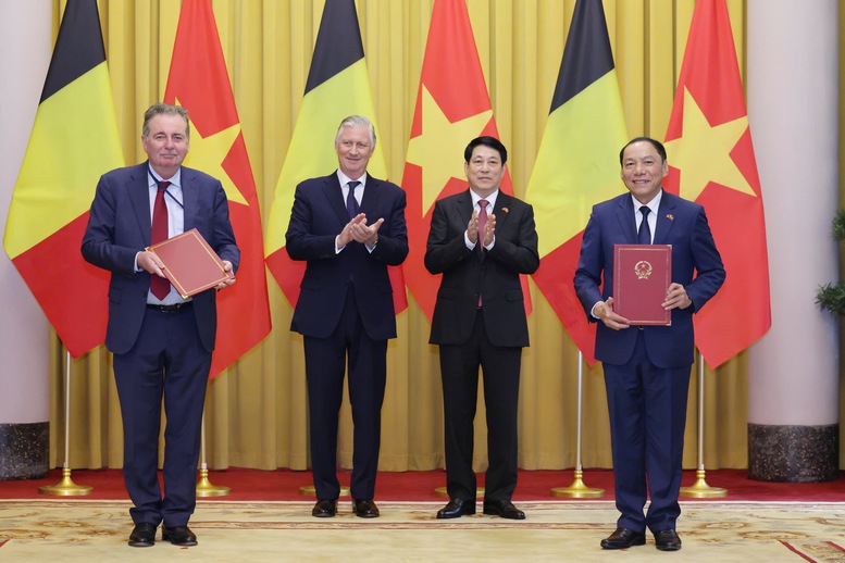 Chủ tịch nước Lương Cường đón tiếp và hội kiến Nhà vua Bỉ Philippe 