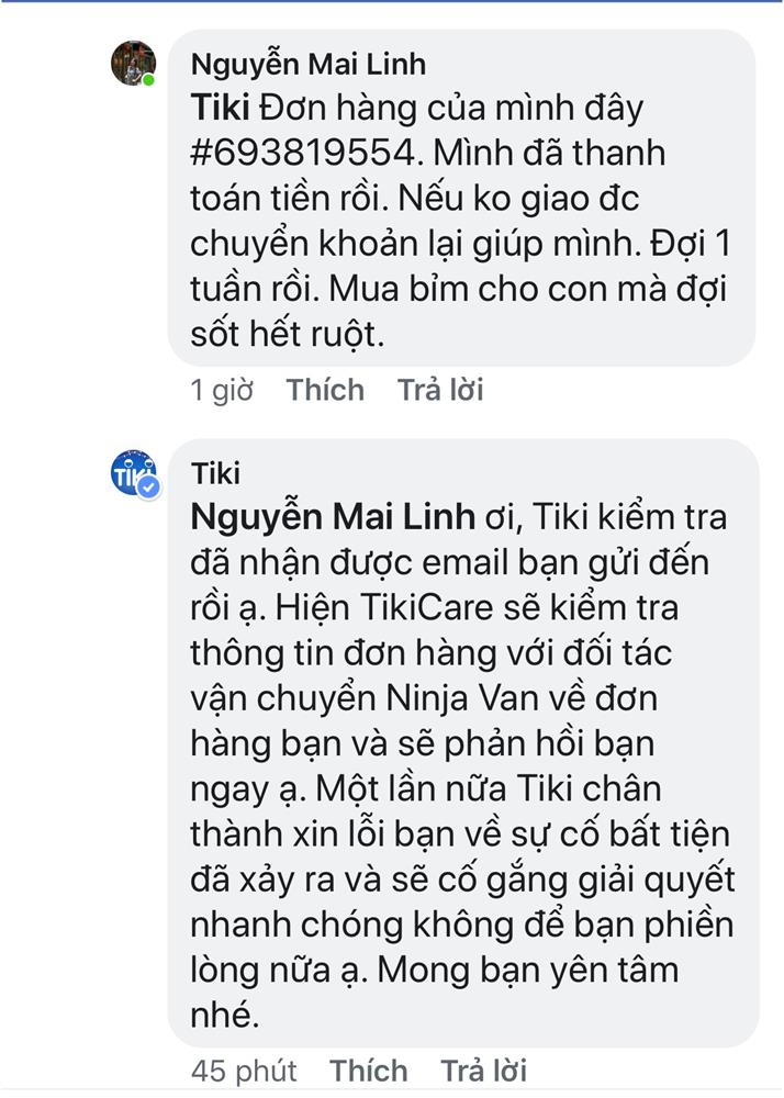 Che đậy tai tiếng, Tiki xóa bình luận bức xúc của khách hàng trên mạng xã hội