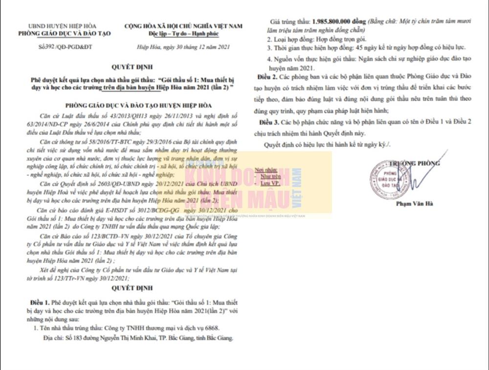 Phòng GD&ĐT huyện Hiệp Hòa: Tiết kiệm ngân sách hạn hẹp